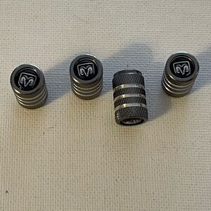 Dodge Logo Valve Stem Caps in Gray set of 4 NWT